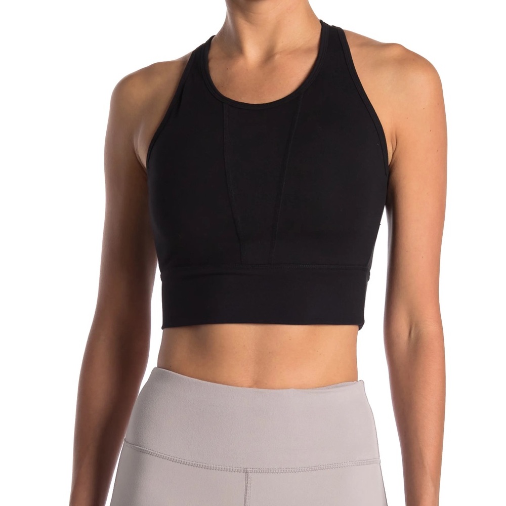 Nine West Mesh Racerback Sports Bra in Black